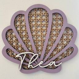 Rattan Seashell, Rattan Wall Art, Nursery Decor, Wooden Names, Personalised Gift, New Baby Gift - thumbnail 3