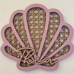 Rattan Seashell, Rattan Wall Art, Nursery Decor, Wooden Names, Personalised Gift, New Baby Gift - thumbnail 4