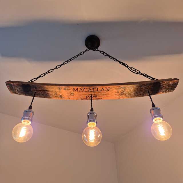 Macallan Whisky Barrel Stave Pendant Light - Rustic Scotch Chandelier For Kitchen, Farmhouse, Bar - image 1