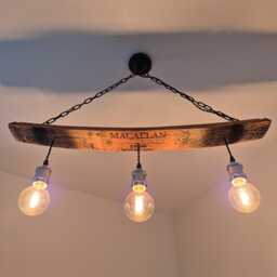 Macallan Whisky Barrel Stave Pendant Light - Rustic Scotch Chandelier For Kitchen, Farmhouse, Bar - thumbnail 1