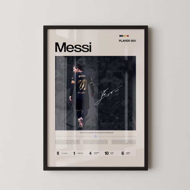 Messi Dark Navy Kit Stats Poster, Lionel Barcelona Wall Art, Barca Football Print, Soccer Legend Gift, Sports Decor - image 1