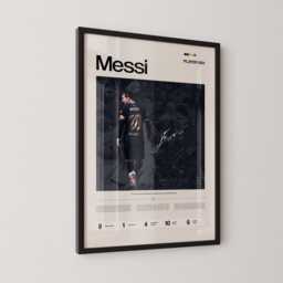 Messi Dark Navy Kit Stats Poster, Lionel Barcelona Wall Art, Barca Football Print, Soccer Legend Gift, Sports Decor - thumbnail 2