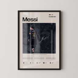 Messi Dark Navy Kit Stats Poster, Lionel Barcelona Wall Art, Barca Football Print, Soccer Legend Gift, Sports Decor - thumbnail 1