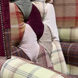 Unique Multi Coloured Patterned Wool Patchwork Chesterfield High Back Wing Chair, British Handmade - thumbnail 4