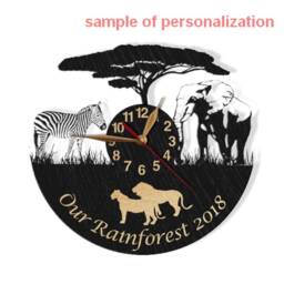 Wall Clock 12 Or 18 Inches Zebra, Elephant, Lion, Wooden Big Non-Ticking, Africa Savannah Wild Animals Large Home Gift - thumbnail 2