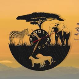 Wall Clock 12 Or 18 Inches Zebra, Elephant, Lion, Wooden Big Non-Ticking, Africa Savannah Wild Animals Large Home Gift - thumbnail 4