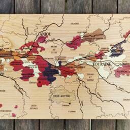 Wine Map Loire Valley Marquetry Hand Made Unique Piece Interior Decoration Gift Idea Made in France - thumbnail 2