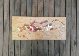 Wine Map Loire Valley Marquetry Hand Made Unique Piece Interior Decoration Gift Idea Made in France - thumbnail 1