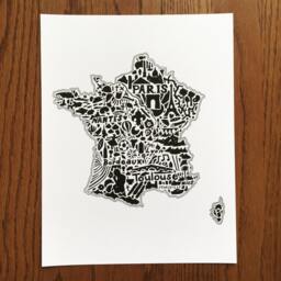 "France Map Art Print Hand-Drawn Landmarks & Culture - 8.5"" X 11" - thumbnail 2