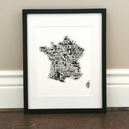 "France Map Art Print Hand-Drawn Landmarks & Culture - 8.5"" X 11" - thumbnail 1