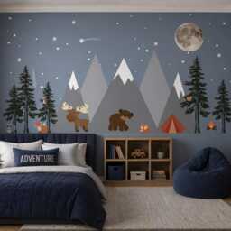 Forest Camping Wall Decals, Mountain Nursery Art, Nature Sticker, Adventure Decor, Outdoor Decal - thumbnail 2