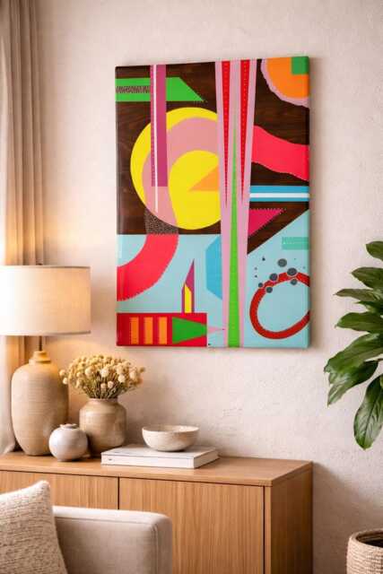 Large Colorful Resin Wall Art, Abstract Epoxy Wood Decor - image 1