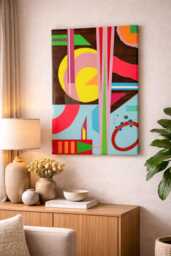 Large Colorful Resin Wall Art, Abstract Epoxy Wood Decor - thumbnail 1