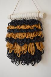 Woven Wall Hanging, Bee Art, Stripy Nursery Decor, Bumblebee Stripes, Hand Tapestry