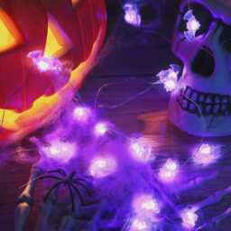 Halloween Bat Copper Wire String Light, Battery Powered Fairy Lamp, Spooky Purple Decor, Indoor Outdoor Party - thumbnail 3