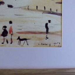L S Lowry - Yachts 1959 Oak Finish Frame With Mount & Textured Image - thumbnail 3