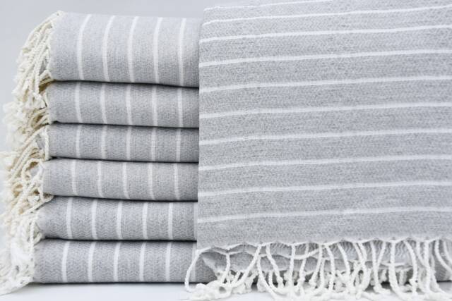 "Gray Towel, Handmade Towel, Soft Peshtemal, Cotton Towel, Turkish Towel, 37""x70" - image 1