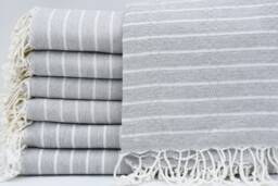 "Gray Towel, Handmade Towel, Soft Peshtemal, Cotton Towel, Turkish Towel, 37""x70" - thumbnail 1