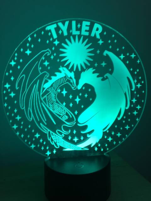 Dragons Personalised 3D Smart App Control Night Light Bluetooth, Music, 7&16M Colour Mobile App , Gift Led Lamp - image 1
