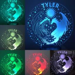 Dragons Personalised 3D Smart App Control Night Light Bluetooth, Music, 7&16M Colour Mobile App , Gift Led Lamp - thumbnail 2
