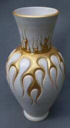 Handmade Gold Leaf Flames Ceramic Vase - Wheel Thrown & Hand Carved Hot Rod - thumbnail 1