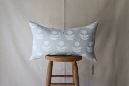 Scandinavian Floral Lumbar Pillow Cover, 14x24 Linen, Mid-Century Style - thumbnail 1