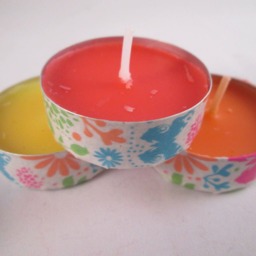 Washi Tape Tea Light Candles, Fruit Scented Party Favors, Set Of 12 - thumbnail 3