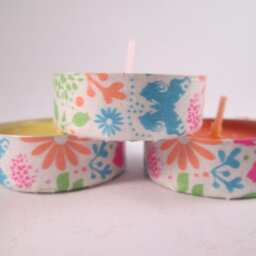 Washi Tape Tea Light Candles, Fruit Scented Party Favors, Set Of 12 - thumbnail 2