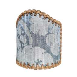 Pair Of Clip-On Shield Shades Rubelli Blue & Grey Ruzante Silk Damask Fabric Mini Lampshade - Handmade in Italy - thumbnail 4