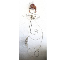 Expecting Mom Gift Abstract 3D Boho Metal Copper Wire Crochet Wall Hanging Wire Mesh Sculpture Modern Living Room Art Deco Amder Beads - thumbnail 3