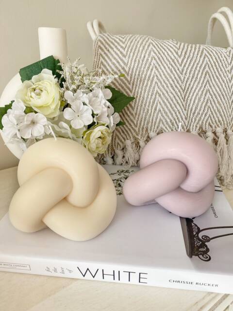 Knot Candle - Twist Large Rope Gifts For Her Decorative Handmade- Vegan Gift Ideas Christmas Birthday Pillar Candles - image 1
