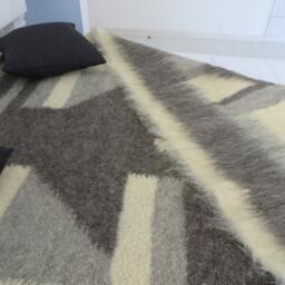 Handwoven Wool Blanket Grey Hutsul Lizhnyk Throw - 185x210cm - thumbnail 3
