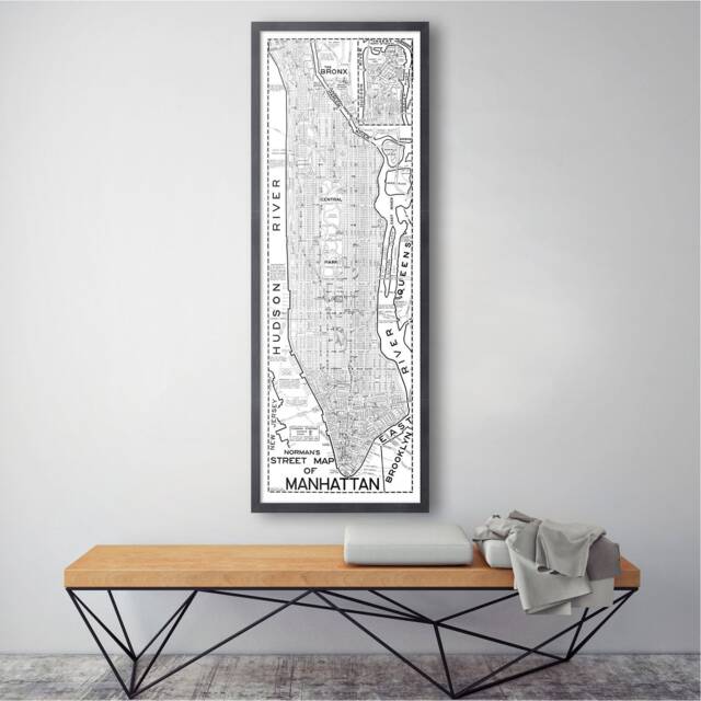 Vintage Manhattan Street Map Print 1955 Nyc Wall Art - image 1