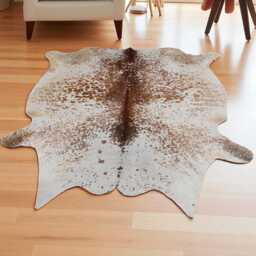 Brown & White Cowhide Rug Extra Large Hair-On Leather Accent - 75x68 Inches - thumbnail 2