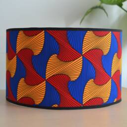 African Wax Print Lampshade in Red, Blue & Orange, Pendant Light, Light Fixture, Fabric Orange - thumbnail 3
