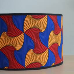 African Wax Print Lampshade in Red, Blue & Orange, Pendant Light, Light Fixture, Fabric Orange - thumbnail 2