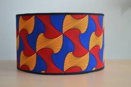 African Wax Print Lampshade in Red, Blue & Orange, Pendant Light, Light Fixture, Fabric Orange - thumbnail 1