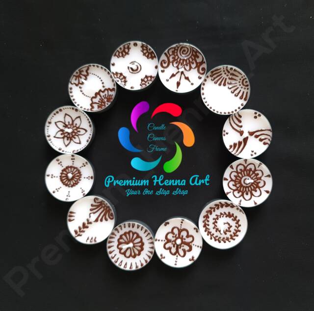 Set Of 12 Henna - Mehndi Tea Light Decorative Candles - Christmas, Diwali, Mehndi - image 1