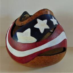 Mac's Hand Made Custom Stars & Strips Art Gourd - thumbnail 2