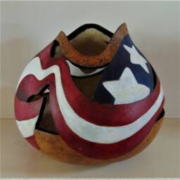 Mac's Hand Made Custom Stars & Strips Art Gourd - thumbnail 1