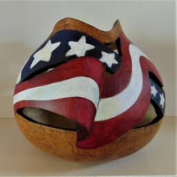 Mac's Hand Made Custom Stars & Strips Art Gourd - thumbnail 3