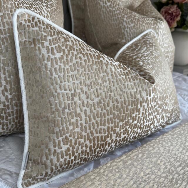 Antelope Champagne Gold Cushion Cover White Piped Luxury Pillow Sham Prestigious Textiles Fabric Handmade in UK Bespoke Sizes - image 1
