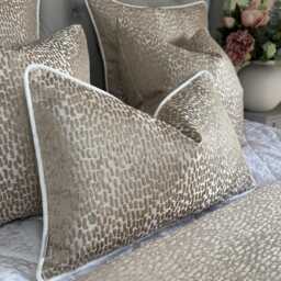 Antelope Champagne Gold Cushion Cover White Piped Luxury Pillow Sham Prestigious Textiles Fabric Handmade in UK Bespoke Sizes - thumbnail 3