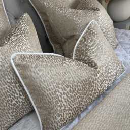 Antelope Champagne Gold Cushion Cover White Piped Luxury Pillow Sham Prestigious Textiles Fabric Handmade in UK Bespoke Sizes - thumbnail 4