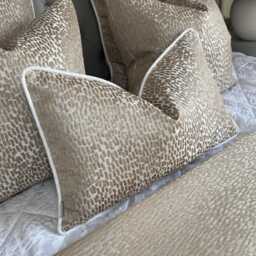 Antelope Champagne Gold Cushion Cover White Piped Luxury Pillow Sham Prestigious Textiles Fabric Handmade in UK Bespoke Sizes - thumbnail 2