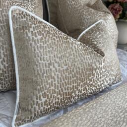 Antelope Champagne Gold Cushion Cover White Piped Luxury Pillow Sham Prestigious Textiles Fabric Handmade in UK Bespoke Sizes - thumbnail 1