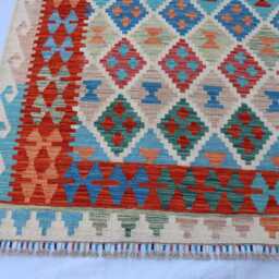 6.9x9.7 Ft, Huge Hand-Knotted Thin Flat Rug, Afghanistan Traditional Multicolor Area Rug - thumbnail 4