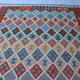 6.9x9.7 Ft, Huge Hand-Knotted Thin Flat Rug, Afghanistan Traditional Multicolor Area Rug - thumbnail 3