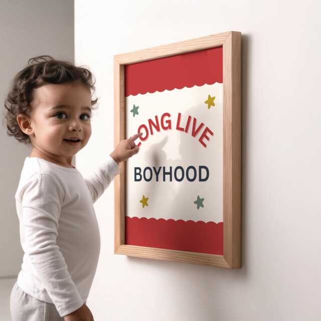 Long Live Boyhood/Childhood Red Star Print For Childs Bedroom Or Nursery - image 1