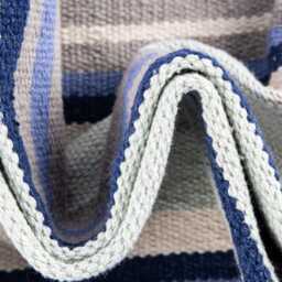 Handwoven Wool Kilim Rug Blue & Grey Stripped Geometric Custom Made Living Room Rug, Modern Boho Bedroom Decor - thumbnail 3